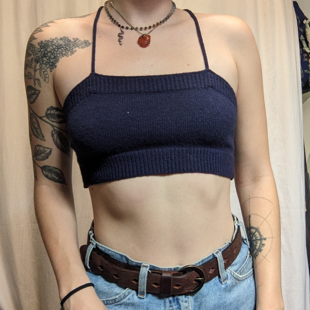 2/$25 Navy Blue Knit Crop Top